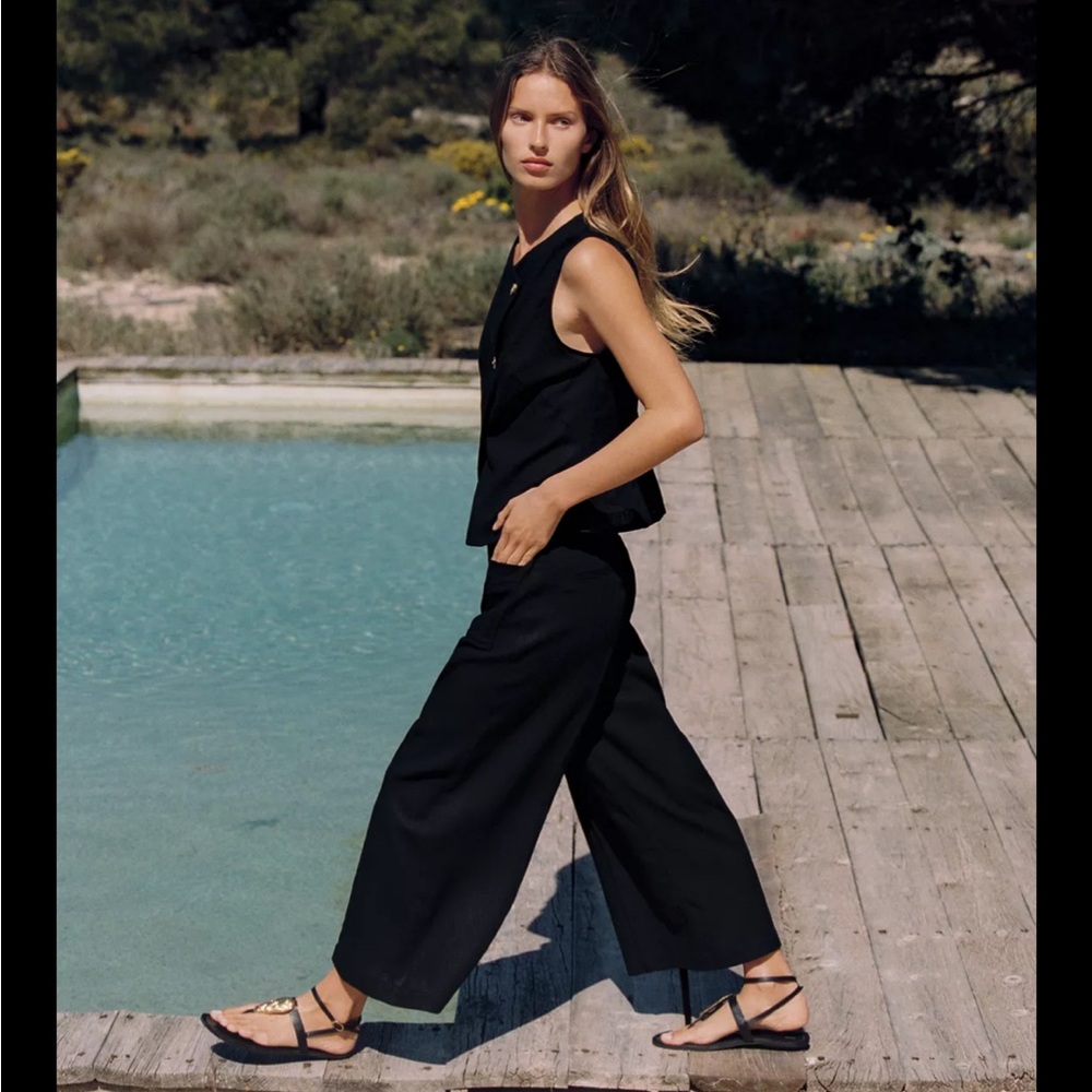 Zara Belted Linen Culottes size M